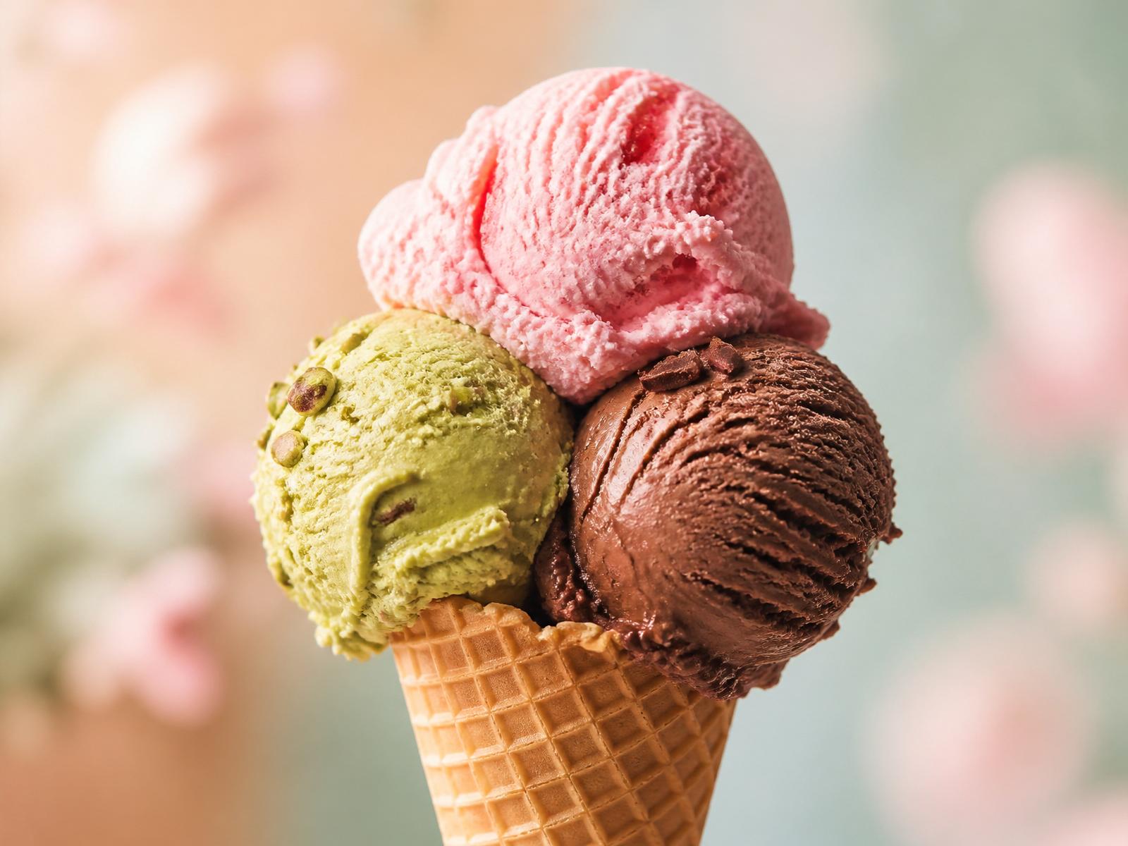 Handwerkliches Eis in der Waffel